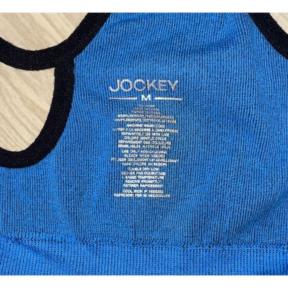 Jockey Womens Printed Knit Sports Bra Unlined Wire Free M Medium Blue Black - Picture 5 of 5
